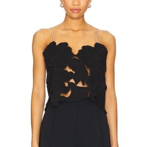 All Saints Black Floral Cutout Crop Top